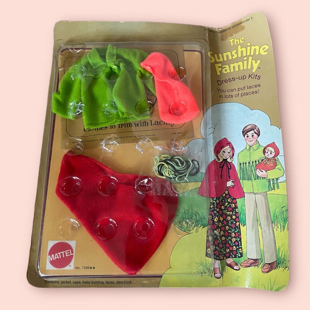 NEW Vintage 1974 Sealed Mattel The Sunshine Family Dolls Dress Up Kits Laces